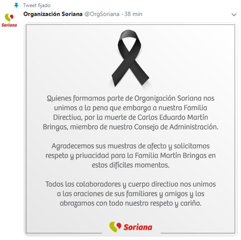 ¿Quién era Carlos Eduardo Martín Bringas, socio de Soriana?