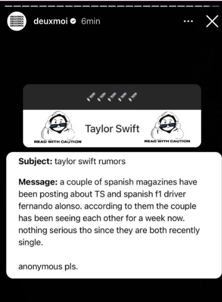 ¿Nuevo romance? Fernando Alonso, piloto de Fórmula 1, envía indirecta a Taylor Swift