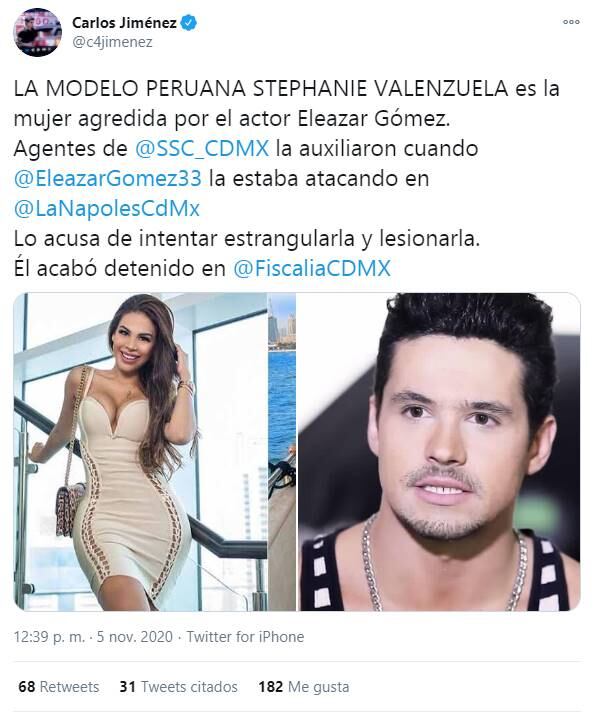 Reportan a Eleazar Gomez, ex novio de Danna Paola, detenido por intento de estrangulamiento