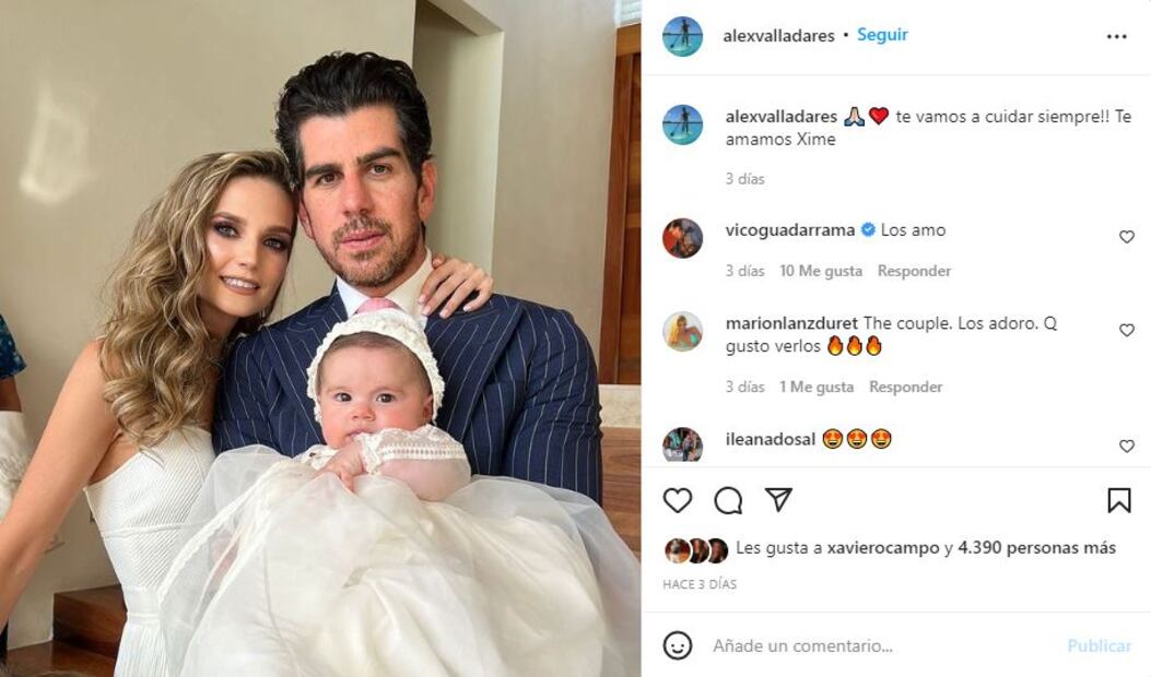 Ximena Navarrete y Juan Carlos Valladares celebran el bautizo de su hija Ximena