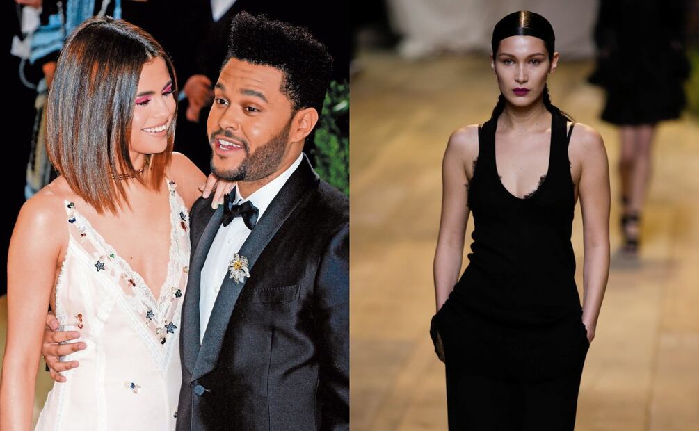 Selena Gomez y The Weeknd, Bella Hadid. (Fotos: Archivo El Universal y AFP)
