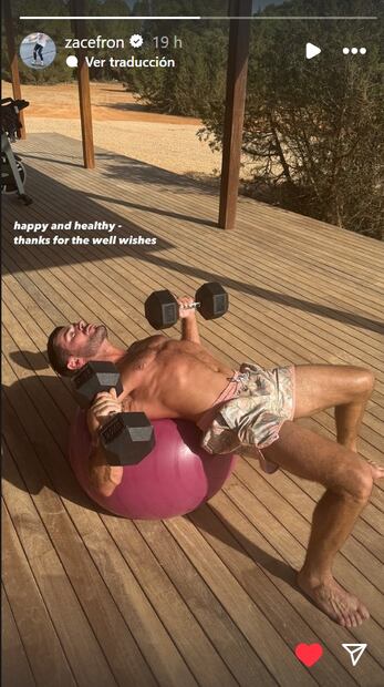 Zac Efron se encuentra saludable y listo para continuar, agradece sus buenos deseos / Foto: Instagram