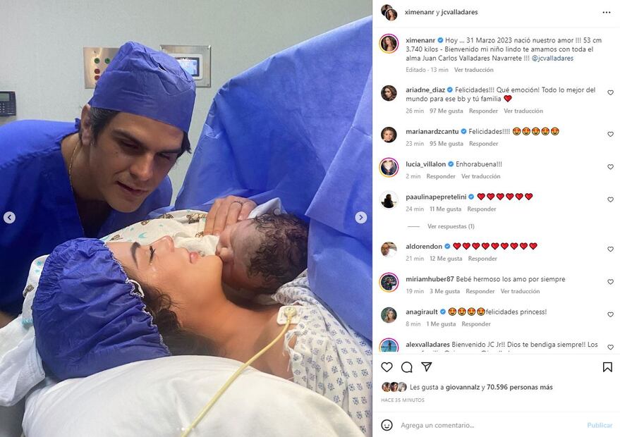 Ximena Navarrete y Juan Carlos Valladares reciben a su segundo bebé