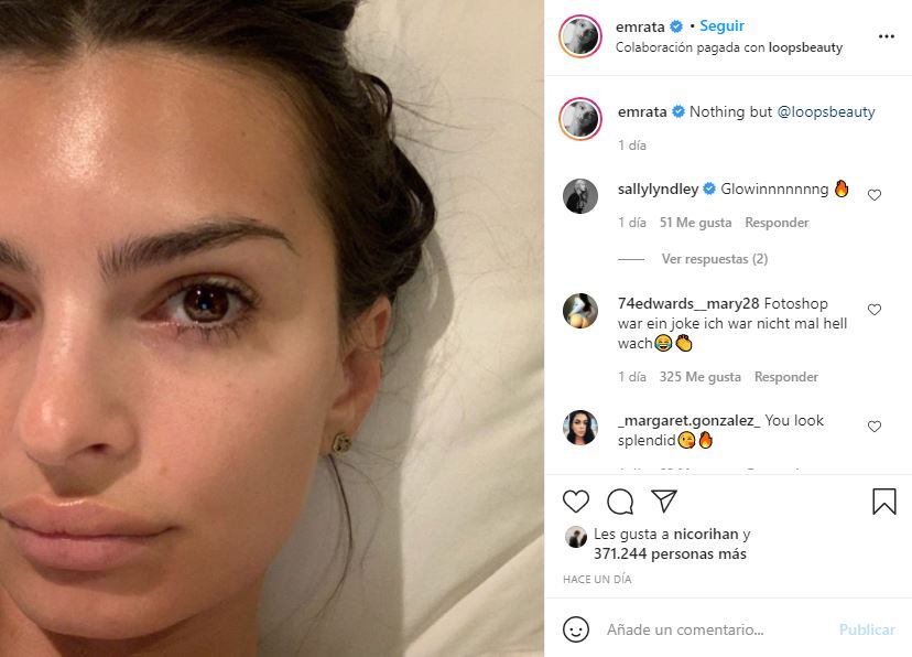 Emily Ratajkowski sorprende sin una gota de maquillaje