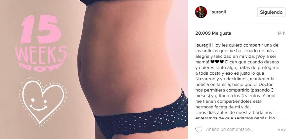 Laura G confirma su embarazo y revela el sexo de su primer bebé