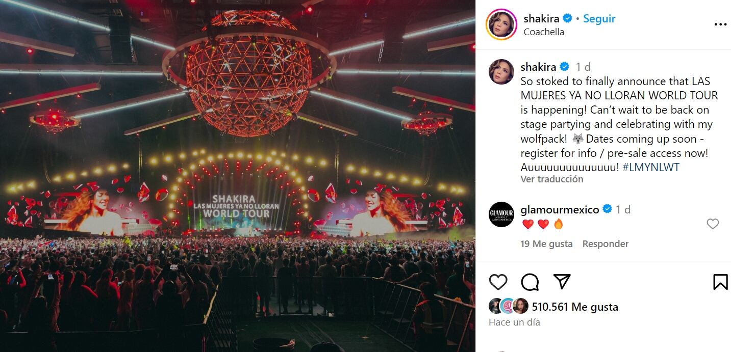 Shakira lo anuncia también a sus seguidores de Instagram/@shakira.