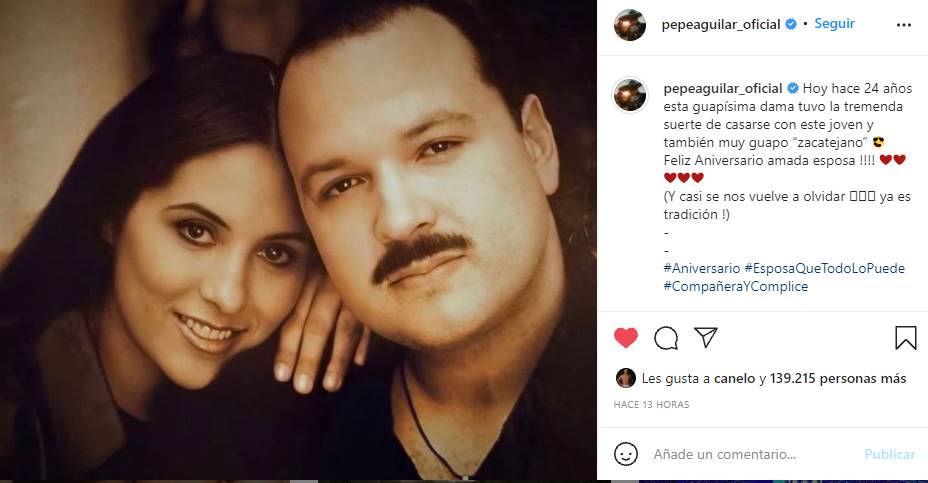 Pepe Aguilar celebra 24 años con Aneliz Álvarez: "Feliz Aniversario amada esposa"