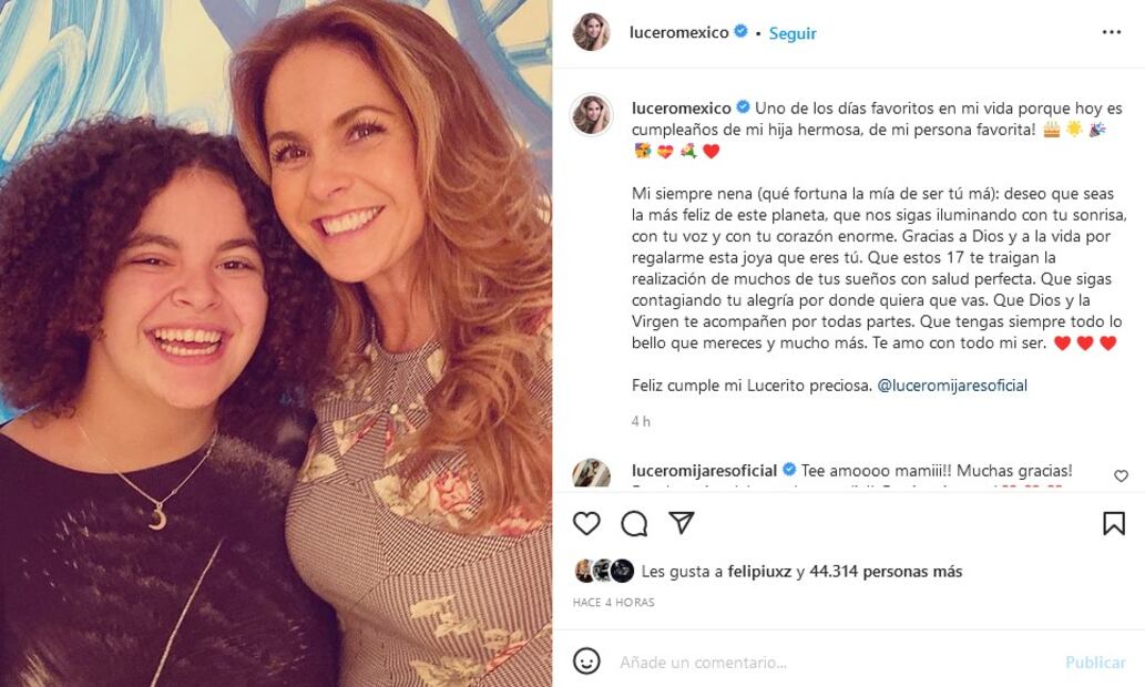 Lucero dedica tiernas palabras a Lucerito Mijares por su cumple