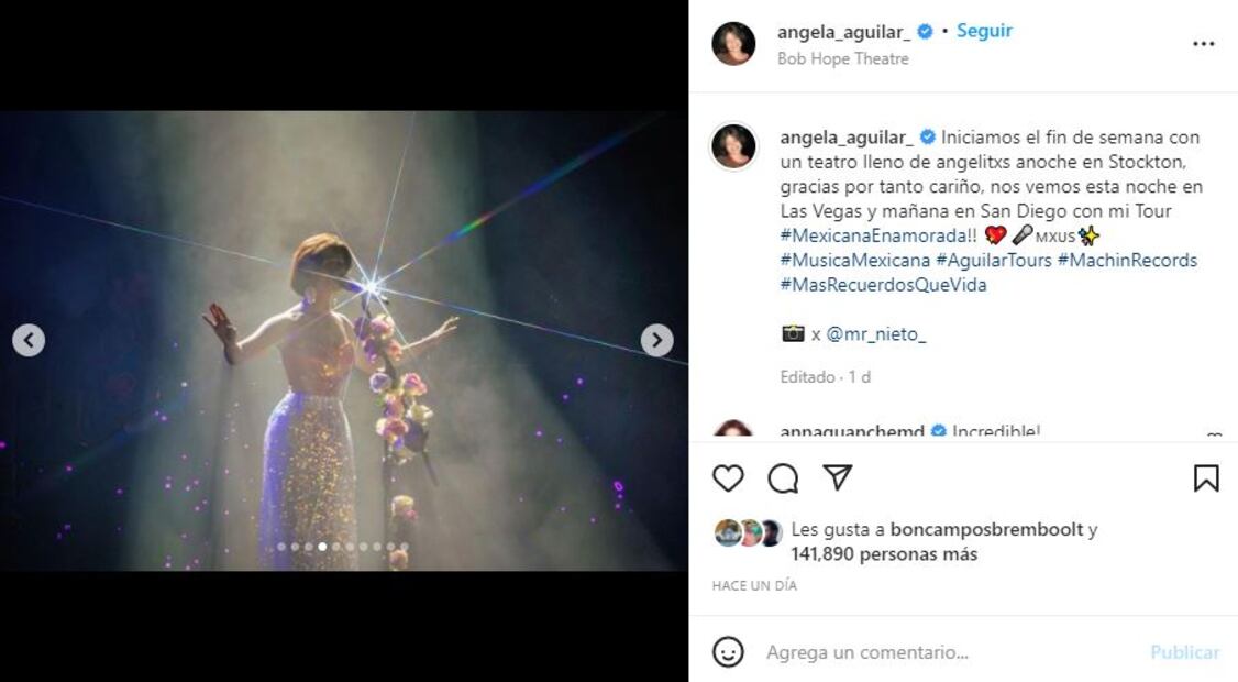 Ángela Aguilar presume bata de seda desde su camerino