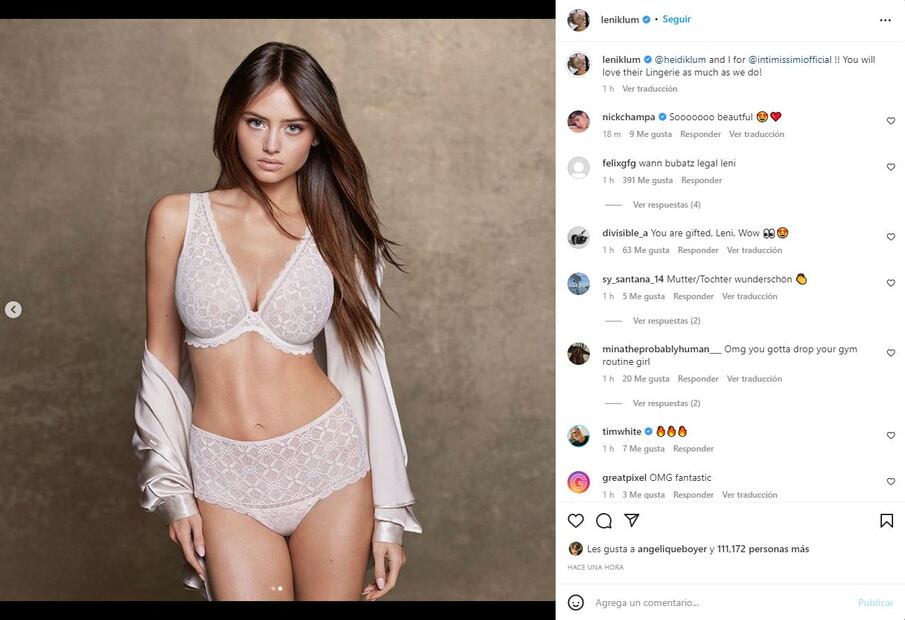 Heidi Klum, de 49 años, y su hija Leni, de 18, posan en lencería