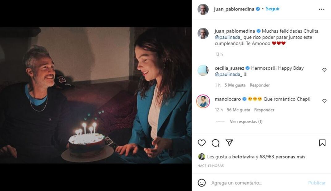 Juan Pablo Medina reaparece en Instagram para felicitar a su novia Paulina Dávila