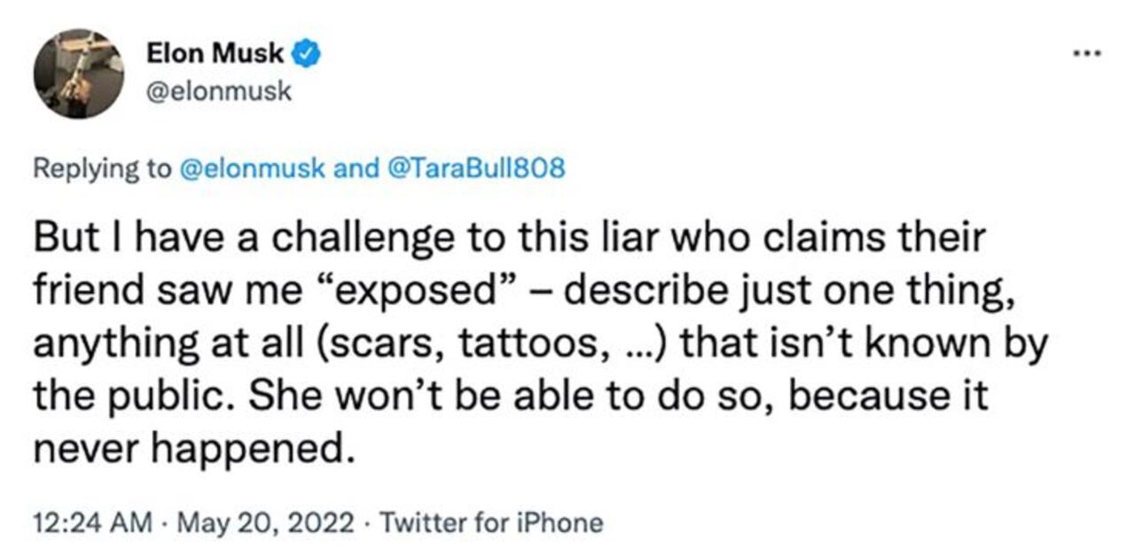 Elon Musk pide a supuesta víctima que describa sus partes privadas