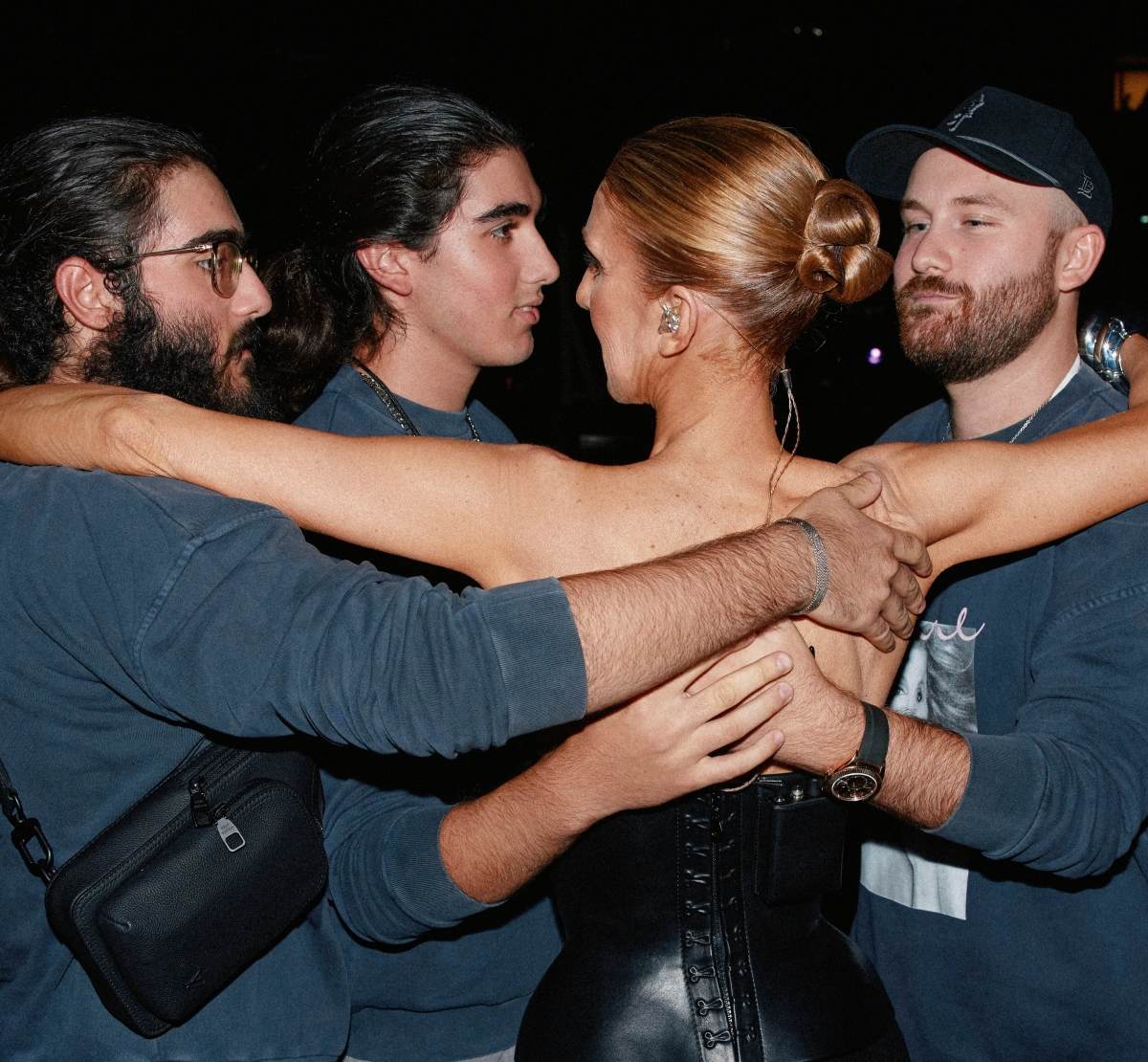 Céline Dion junto a sus hijos Eddy, Nelson y René-Charles Angelil (Foto: Instagram)