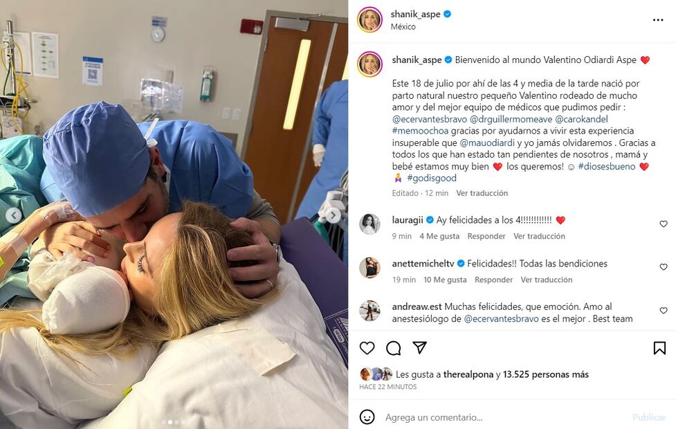 Shanik Aspe, su esposo Mauricio Odiardi y baby Valentino / Instagram