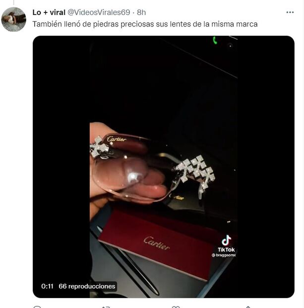 Christian Nodal luce un reloj y lentes de Cartier cubiertos de diamantes
