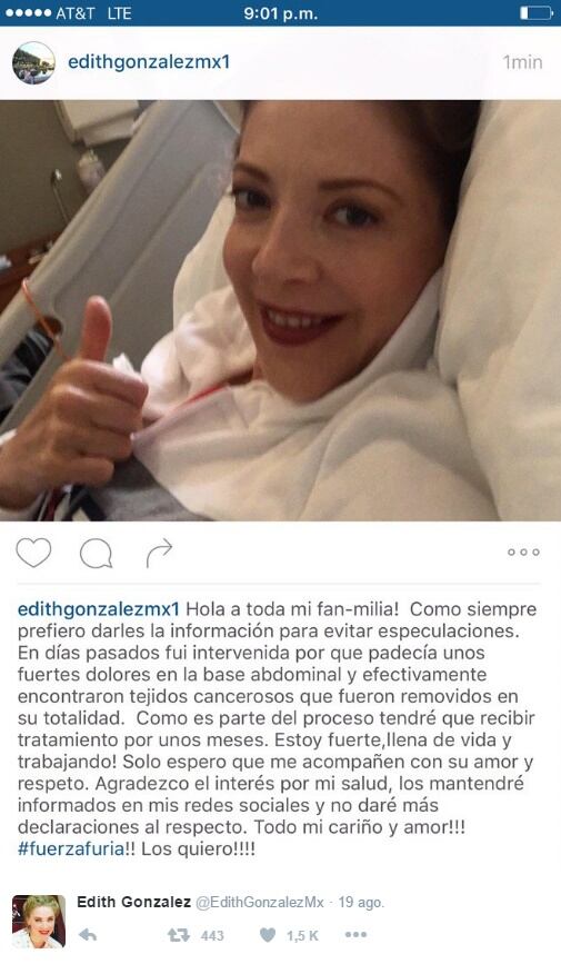 Apoyo a Edith González contra el cáncer enciende las redes