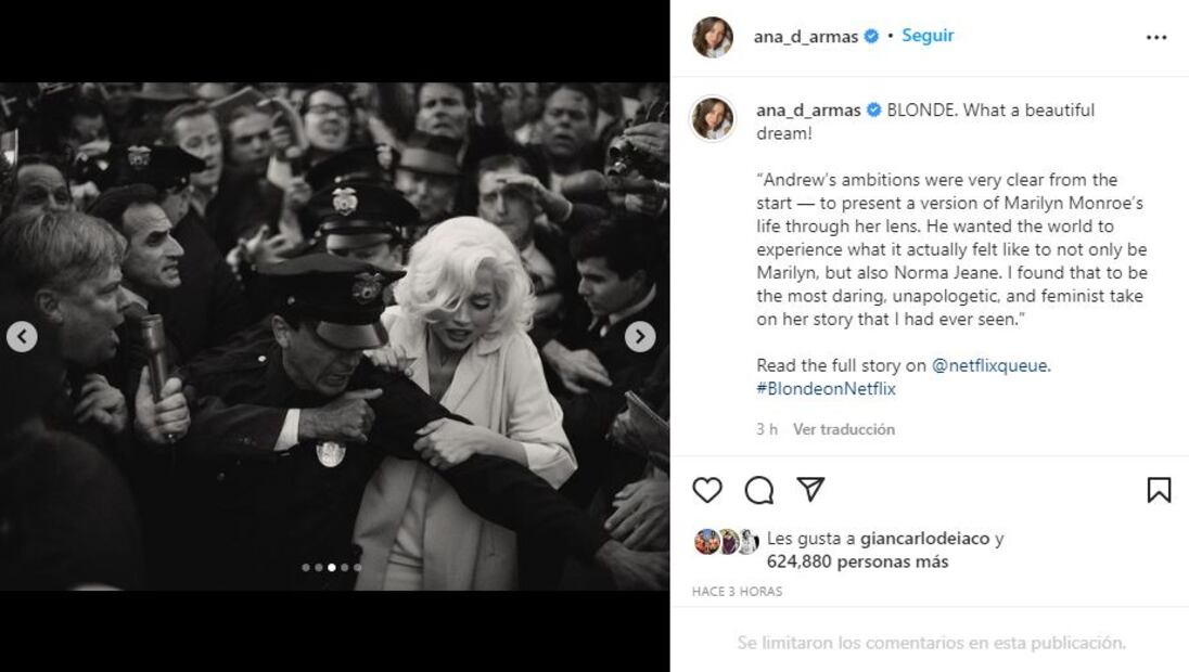 Así luce Ana de Armas como Marilyn Monroe