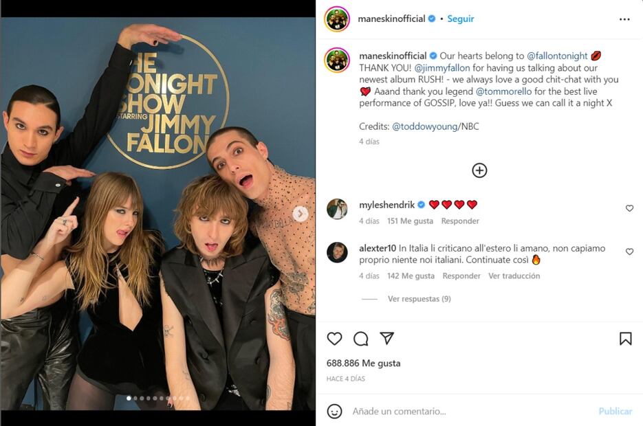 Datos sobre Måneskin, la banda italiana nominada a los premios Grammy 2023