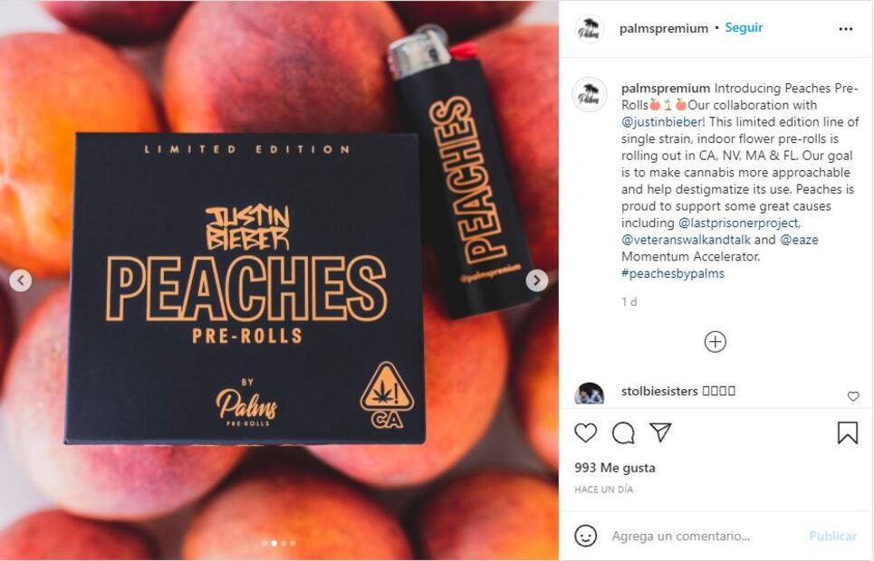 Justin Bieber lanza su línea de marihuana “Peaches”