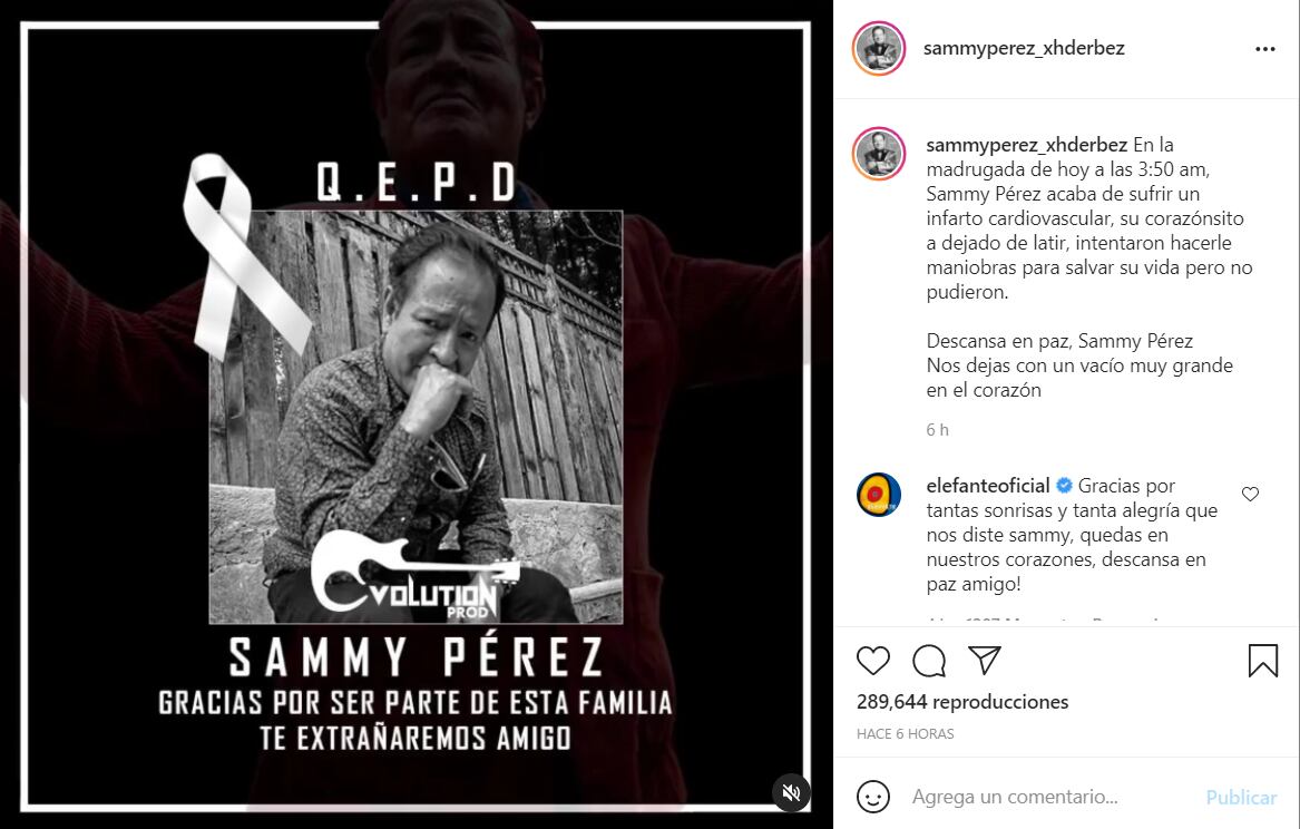 "Sammy Pérez era uno de nosotros", Eugenio Derbez despide al actor fallecido tras contraer Covid-19