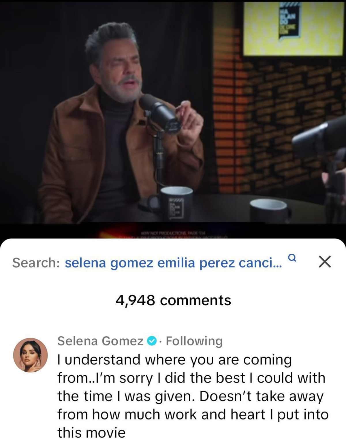 Selena Gomez respondió a Eugenio Derbez / Foto: Captura