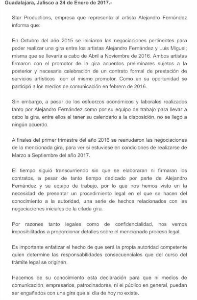Todo lo que debes saber de la demanda que implica a Luis Miguel y Alejandro Fernández