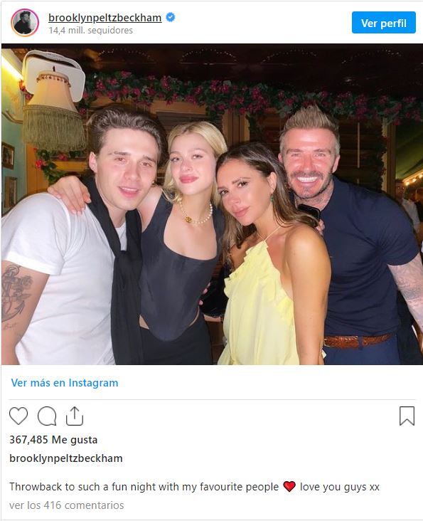 Nicola Peltz responde a los Beckham con foto de Brooklyn abrazando a su suegra