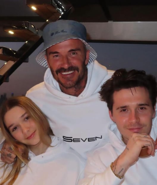 David Beckham junto a sus hijos Harper y Brooklyn / Foto: Instagram