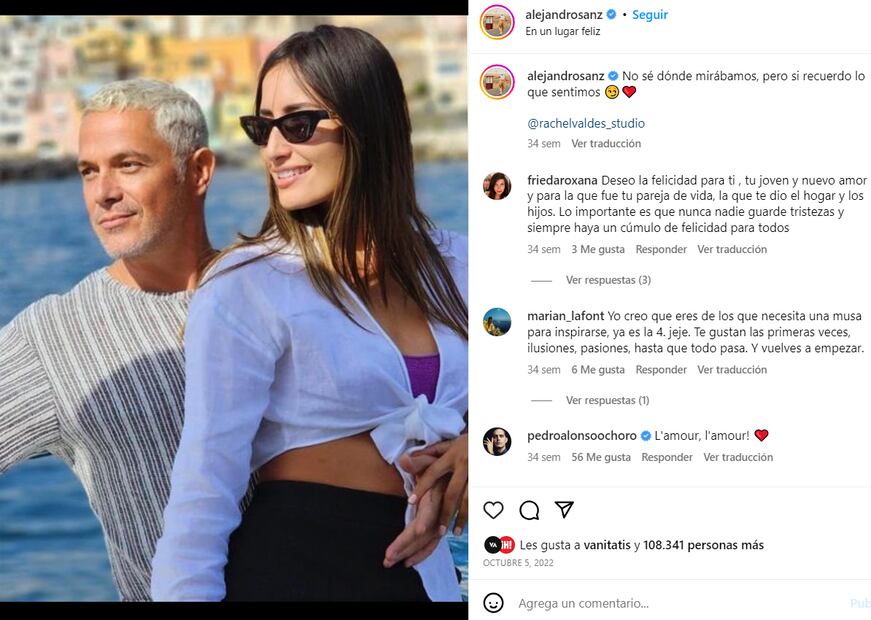 Alejandro Sanz y su exnovia, la pintura cubana Rachel Valdés / Instagram