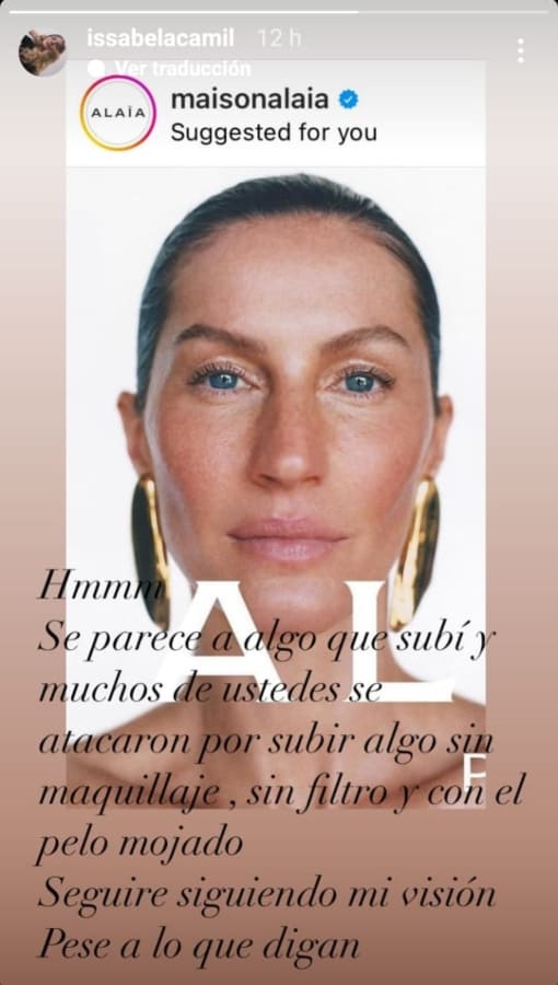 La respuesta de Issabela Camil a las críticas / Instagram