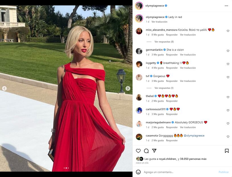 Olympia de Grecia luce fabuloso y llamativo vestido de Dior en la boda de Sofia Richie