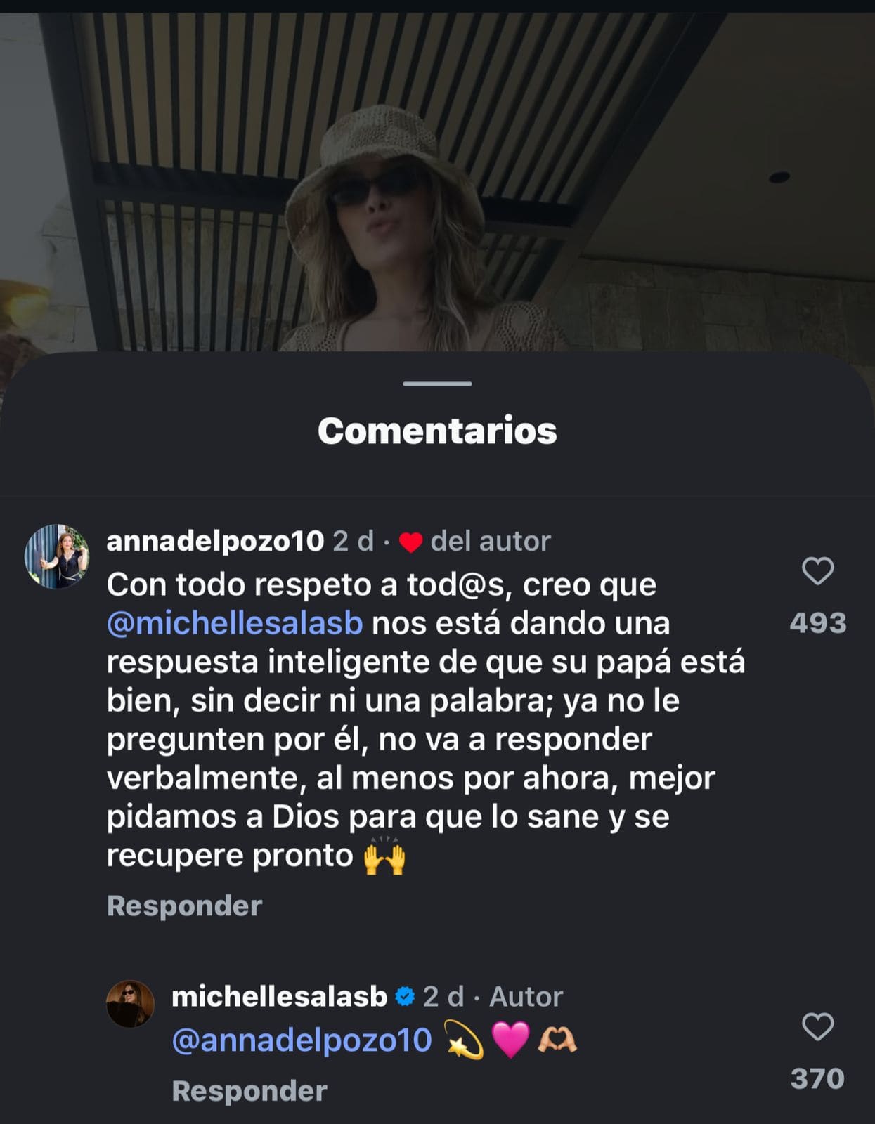 Michelle Salas responde a comentario. (Foto: Instagram)