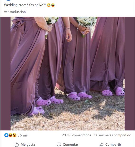 Crocs aumenta su uso en bodas, ¿una nueva forma de derribar estereotipos?