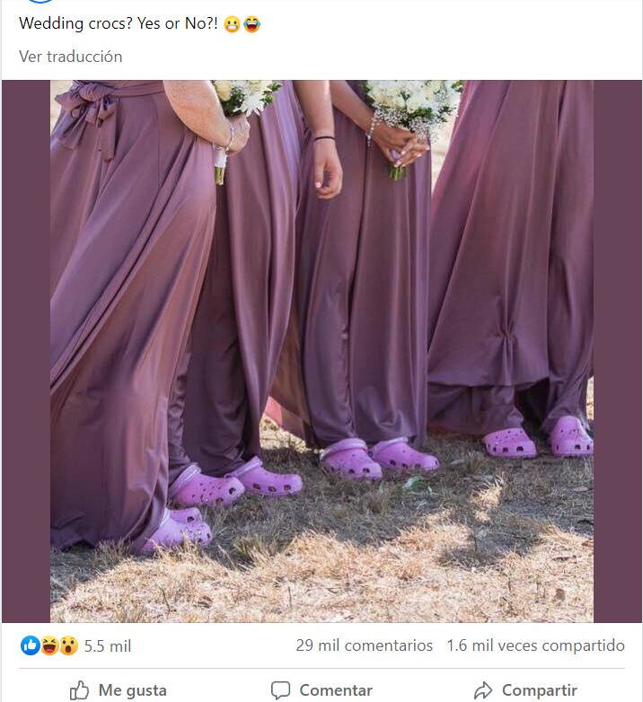 Crocs aumenta su uso en bodas, ¿una nueva forma de derribar estereotipos?