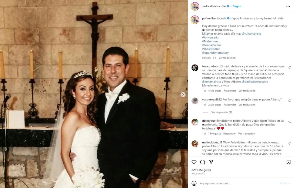La boda de Alberto Cutié y Ruhama / Instagram