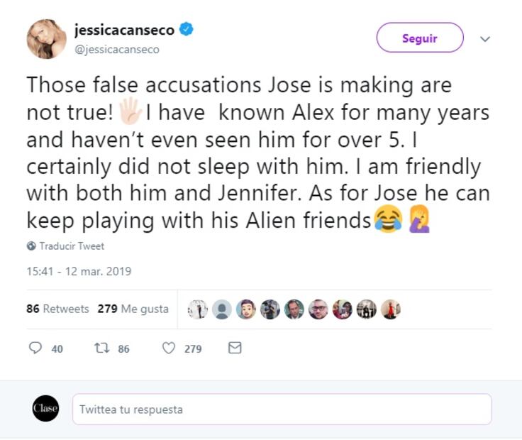 Jessica Canseco regresa a Twitter solo para desmentir a su ex Jose Canseco sobre Alex Rodríguez y JLo 
