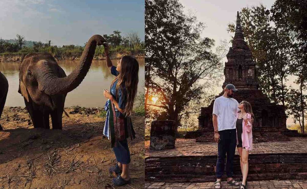 Sofía Castro y Pablo Bernot durante su visita a Tailandia / Fotos: Instagram