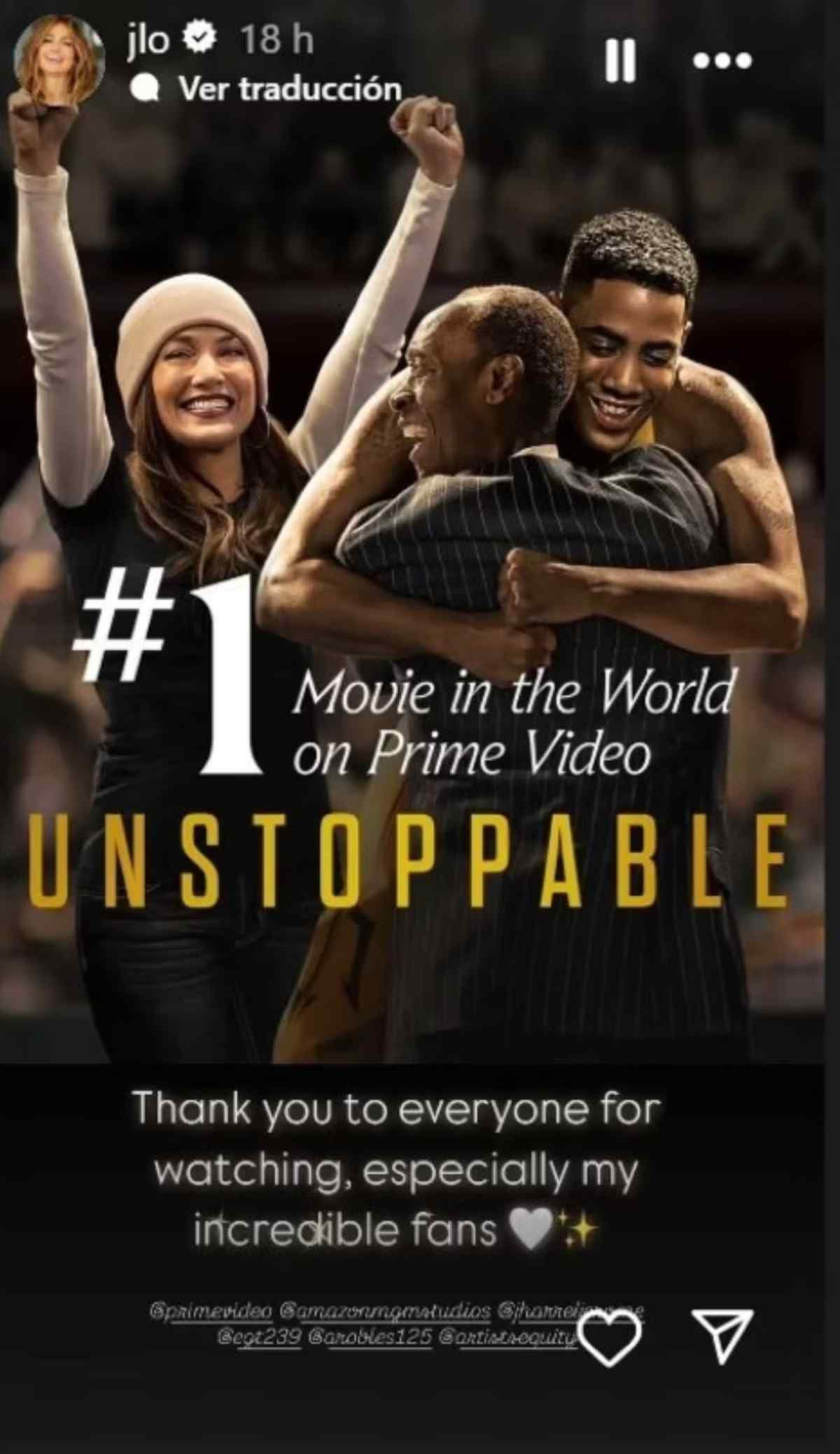 JLo celebró el éxito de Unstoppable / Foto: Captura