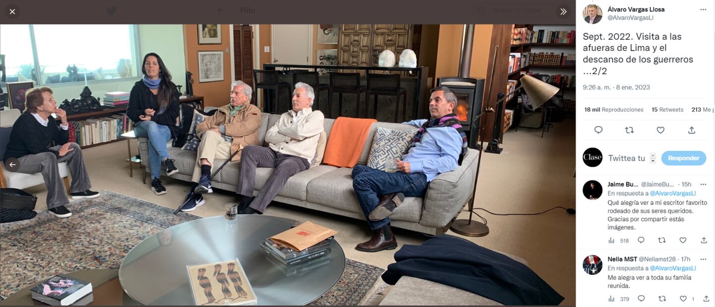 Así fue el reencuentro de Mario Vargas Llosa con su exesposa Patricia Llosa