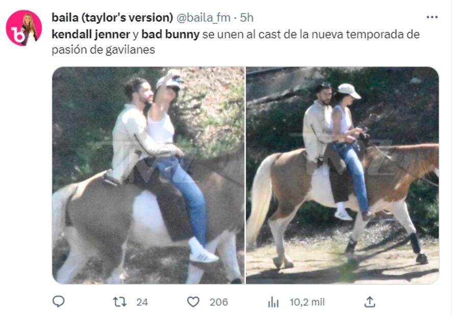 Kendall Jenner y Bad Bunny captados en romántica cita montando a caballo
