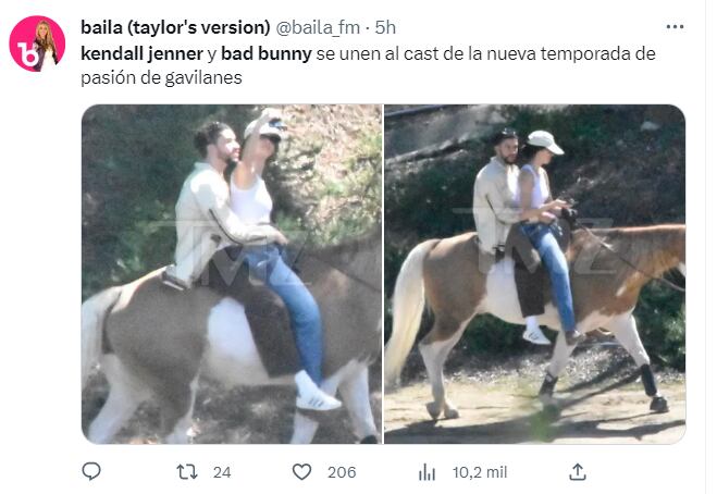 Kendall Jenner y Bad Bunny captados en romántica cita montando a caballo