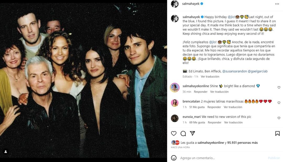 Ben Affleck, Jennifer Lopez, Salma Hayek y Gael García / Instagram: @salmahayek
