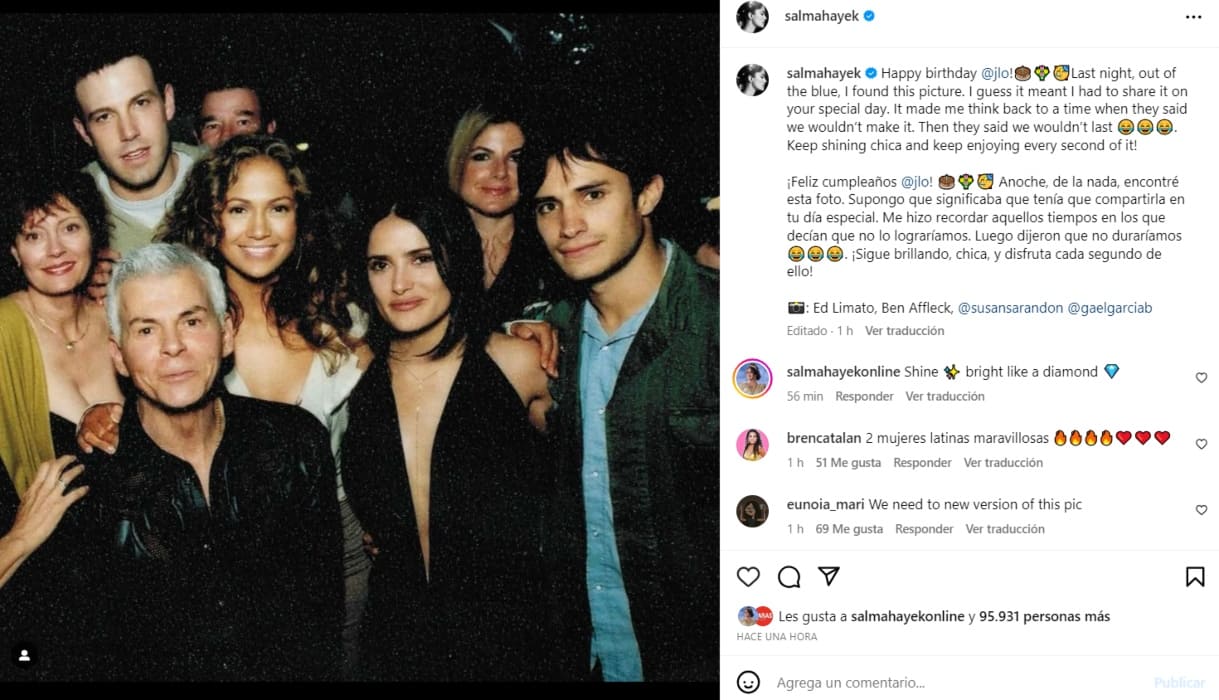 Ben Affleck, Jennifer Lopez, Salma Hayek y Gael García / Instagram: @salmahayek