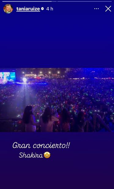 Tania Ruiz compartiendo el concierto de Shakira con sus seguidores / Foto: Instagram