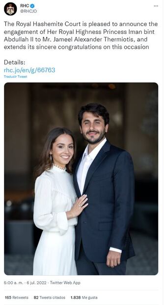 Ella es Iman de Jordania, protagonista de la próxima boda real