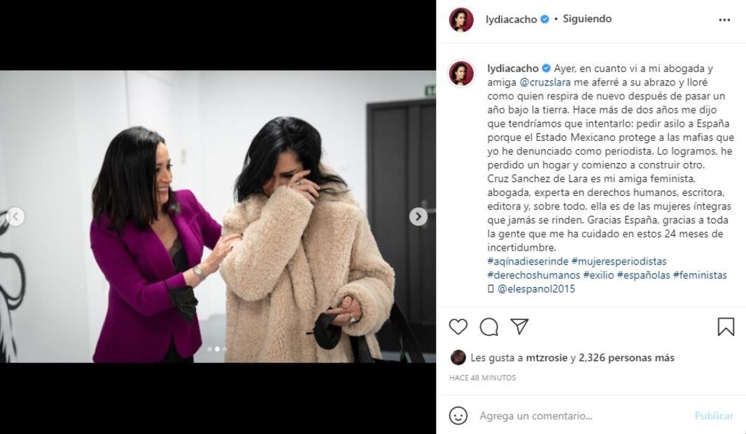 Lydia Cacho adquiere la nacionalidad española luego de pedir asilo