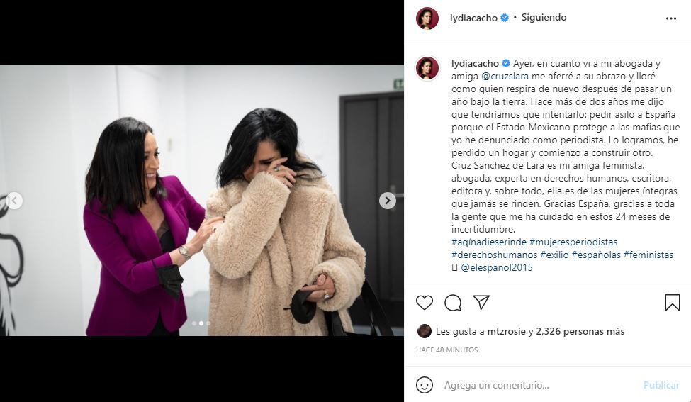 Lydia Cacho adquiere la nacionalidad española luego de pedir asilo