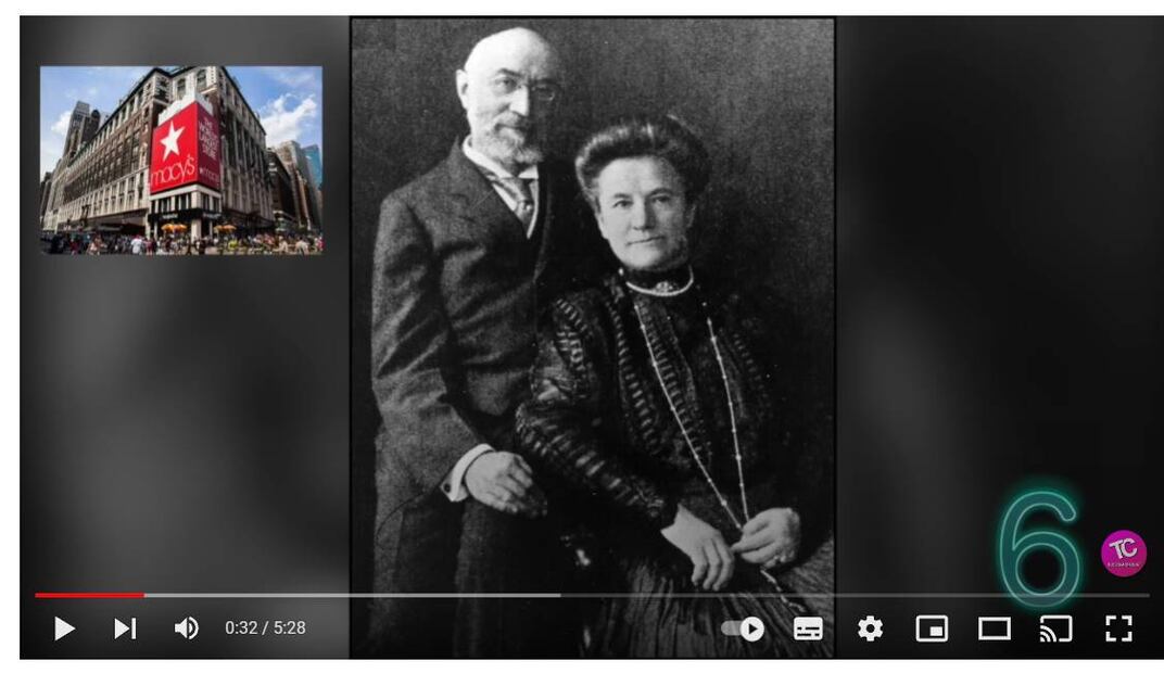Isidor Straus y su esposa Ida, tatarabuelos de Wendy, esposa del CEO del submarino OceanGate / Screenshot YouTube Tu Cosmopolis