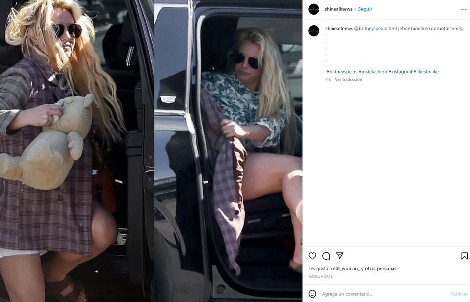 Britney Spears, captada sin el anillo de boda y un osito de peluche