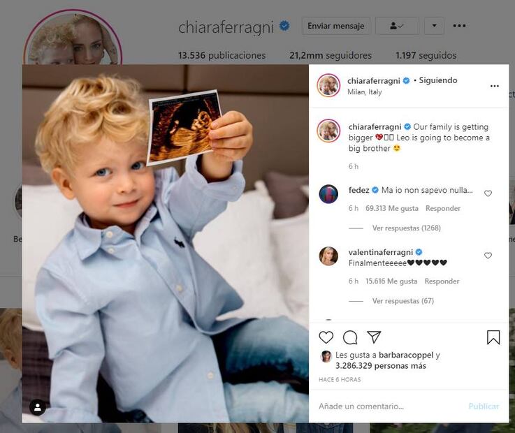 La italiana Chiara Ferragni ¡está embarazada de su segundo bebé!